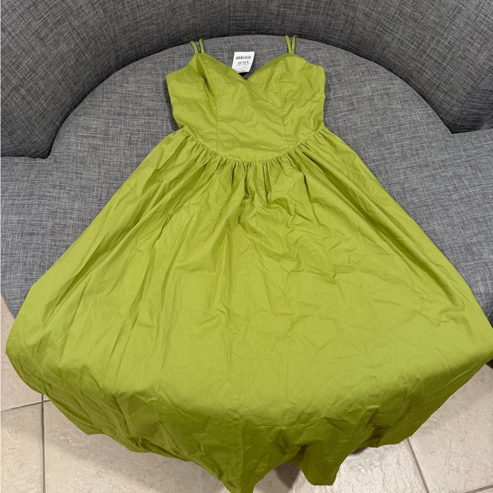 Moon River Vibrant Green Casual Dress neon lime brat green